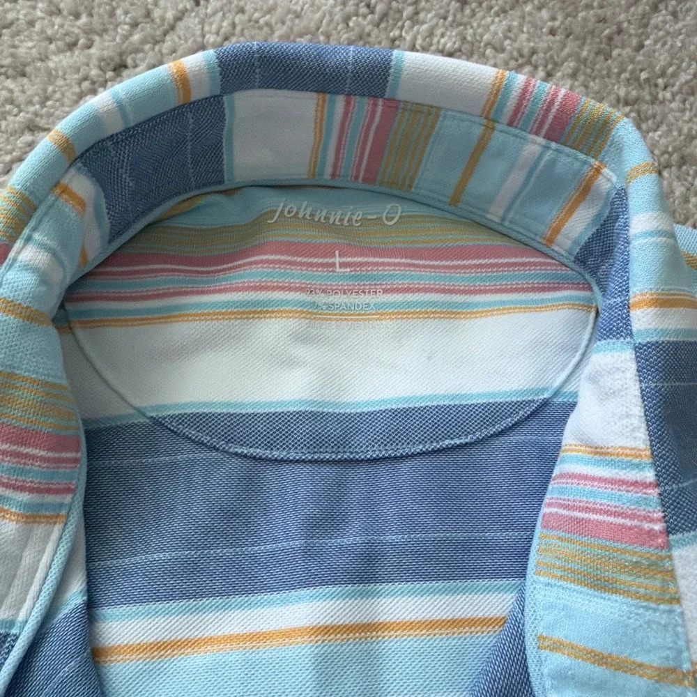Johnnie O Polo Shirt Mens Large Baha Mar Bahamas Golf Resort Erwin Lake Striped